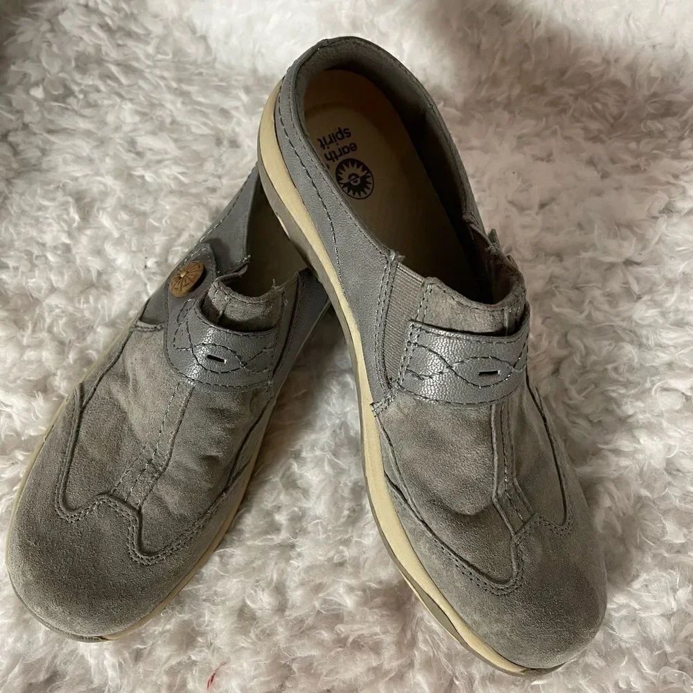 Earth Spirit leather gray slide on comfort casual mule size 10